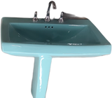 MCM Vintage Aqua Blue 27" Pedestal Sink