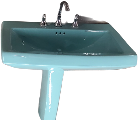 MCM Vintage Aqua Blue 27" Pedestal Sink