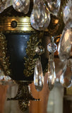 Beautiful Black & Brass Vintage Regency Styled Spanish Chandelier with Crystals