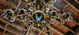 Beautiful Black & Brass Vintage Regency Styled Spanish Chandelier with Crystals