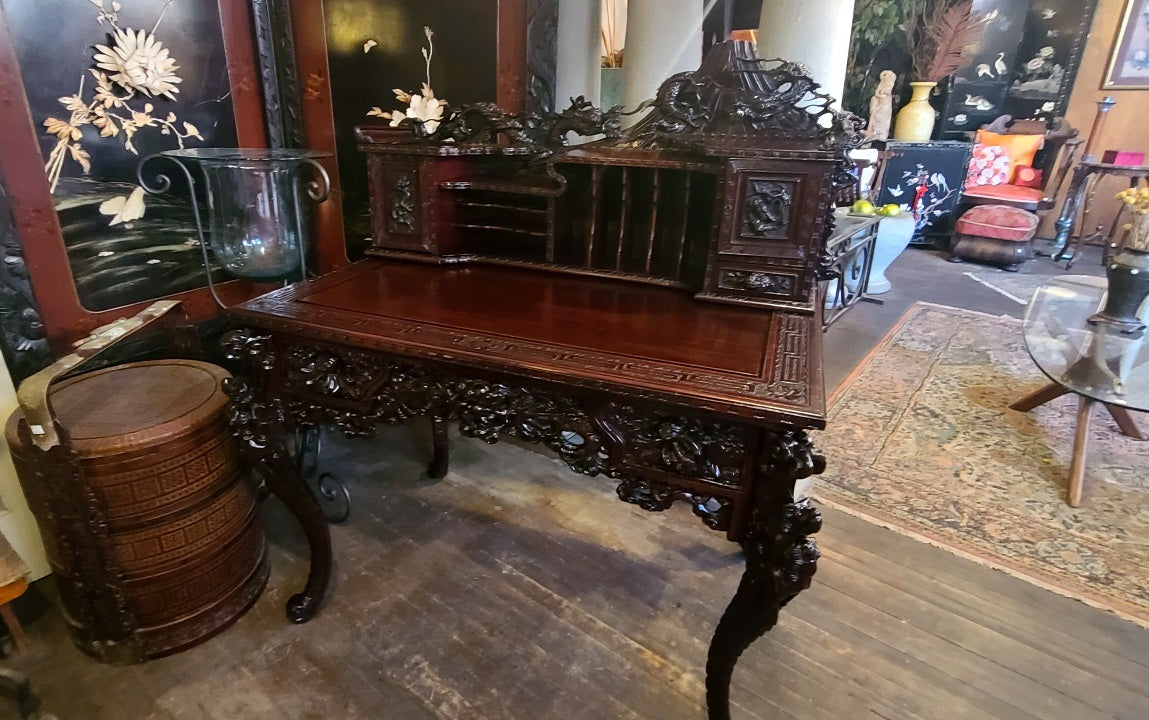 Ornate Carved Antique Japanese Desk – Toledo Architectural