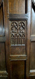 Early 20th C Carved Oak Gothic Tudor Arched Door with Hardware