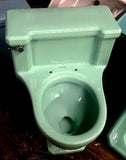 Vintage 1950 Standard Ming Green Lowboy and matching Companion Shelf Back Sink with Legs & Towel Bars