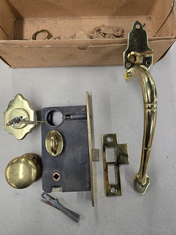 NOS Vintage Brass Complete Thumb Paddle Entry Set by Barrows