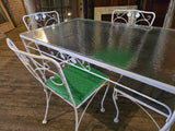 1950s Vintage Iron Patio Dining Table & 4 Chairs