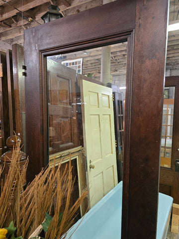 Early Vintage Oak Entry Door with Wavy Glass
