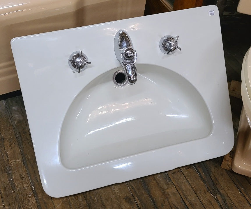 Large Vintage Crane Diana Wall Sink in White with Original Faucet Set –  Toledo Architectural Artifacts, Inc