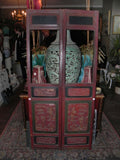 Pair of Decorative Antique Red Lacquered Panels from China