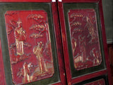 Pair of Decorative Antique Red Lacquered Panels from China