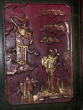 Pair of Decorative Antique Red Lacquered Panels from China