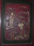 Pair of Decorative Antique Red Lacquered Panels from China