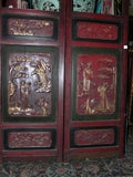 Pair of Decorative Antique Red Lacquered Panels from China