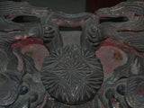 Pair of Antique Chinese Foo Dog Cedar Wood Carvings from a Temple