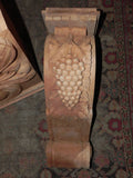 Pair of Large Hand Carved Mahogany Corbel with Grapes