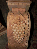 Pair of Large Hand Carved Mahogany Corbel with Grapes