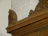 Large Antique Oak Surround in the Classical Style with Carved Pediment