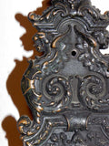 Large Antique Entry Thumb Paddle Hardware Set in Cast Bronze with Griffins
