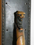 Large Antique Entry Thumb Paddle Hardware Set in Cast Bronze with Griffins