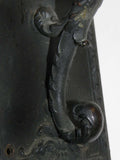 Large Antique Entry Thumb Paddle Hardware Set in Cast Bronze with Griffins