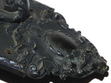 Large Antique Entry Thumb Paddle Hardware Set in Cast Bronze with Griffins
