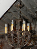 Vintage Iron Chandelier for a Tudor French Country or Rustic Home