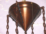 Vintage Arts & Crafts Drop Shade Light Fixture with Etched Shades