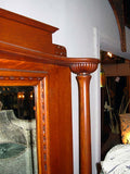 Full Size Antique Oak Fireplace Mantel with Mirror & Unique Capitals