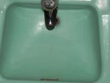 Vintage American Standard Ming Green Cast Iron Counter Sink with Hudee Ring