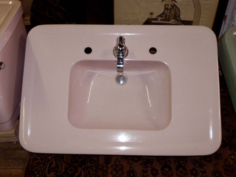 Large Vintage Crane "Corwith" Console Sink in Orchid Pink with Legs