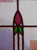Pair of Antique Stained Glass Windows with Stylized Tulips