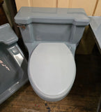 Vintage MCM Dresden Blue Pembroke Tub, Lowboy Elongated Toilet & Shelf Back Wall Sink