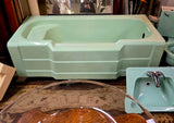 Vintage Green Rheem Richmond Bathtub with Seat, Briggs Toilet & Counter Sink, Wall Sink