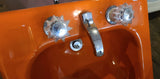 Vintage Kohler Counter Sink in Tiger Lily Orange with original "Flair" Faucet Set