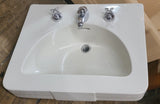 Large Vintage Crane Diana Wall Sink in White with Original Faucet Set