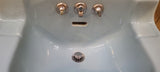 Lrge Vintage Kohler "Strand" Shelf Back Wall Sink w/Side Towel Bars in Blue