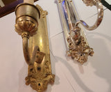 2 Pairs of Vintage Classical Silver Plate Light Sconces with Hurricane Shades