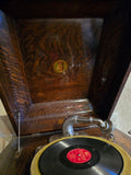 Impeccable Quarter Sawn Oak Gothic Styled Antique Kimball Phonograph