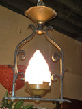 Small Vintage Hand Wrought Iron and Copper Light