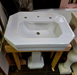 Beautiful Vintage Cut Corner White Pedestal Sink