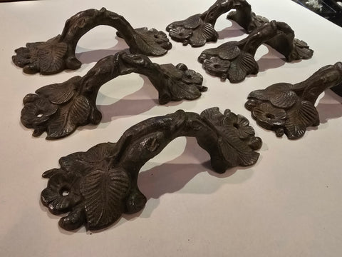 Antique Cast Iron Civil War Era Leaf Drawer Pulls