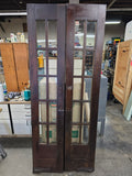 Antique Pair of Swinging 10 Pane Pine French Doors w Antique Wavy Glass