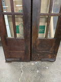 Antique Pair of Swinging 10 Pane Pine French Doors w Antique Wavy Glass