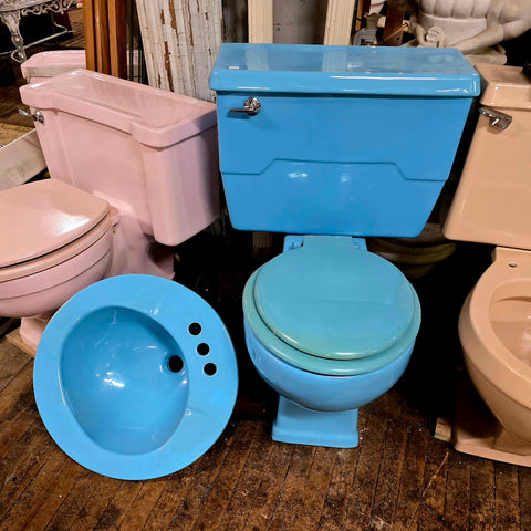 Vintage Kohler Toilet and Counter Sink in New Orleans Blue