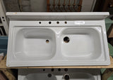 Vintage 1950s Double Bowl Powder Coated Steel Kitchen Sink