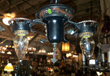 Vintage Polychrome 2 Bulb Ceiling Light Fixture