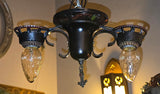 Vintage Polychrome 2 Bulb Ceiling Light Fixture