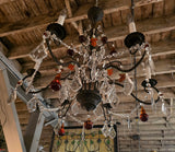 Vintage Whimsical Black Metal Chandelier with Fun Crystals