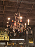 Vintage Whimsical Black Metal Chandelier with Fun Crystals