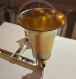 Vintage Double Arts & Crafts Brass Sconce w. ith Steuben Aurene Shades