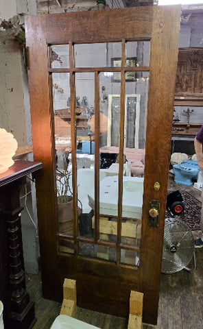 Vintage Arts and Crafts Birch Entry Door with Original Hardware